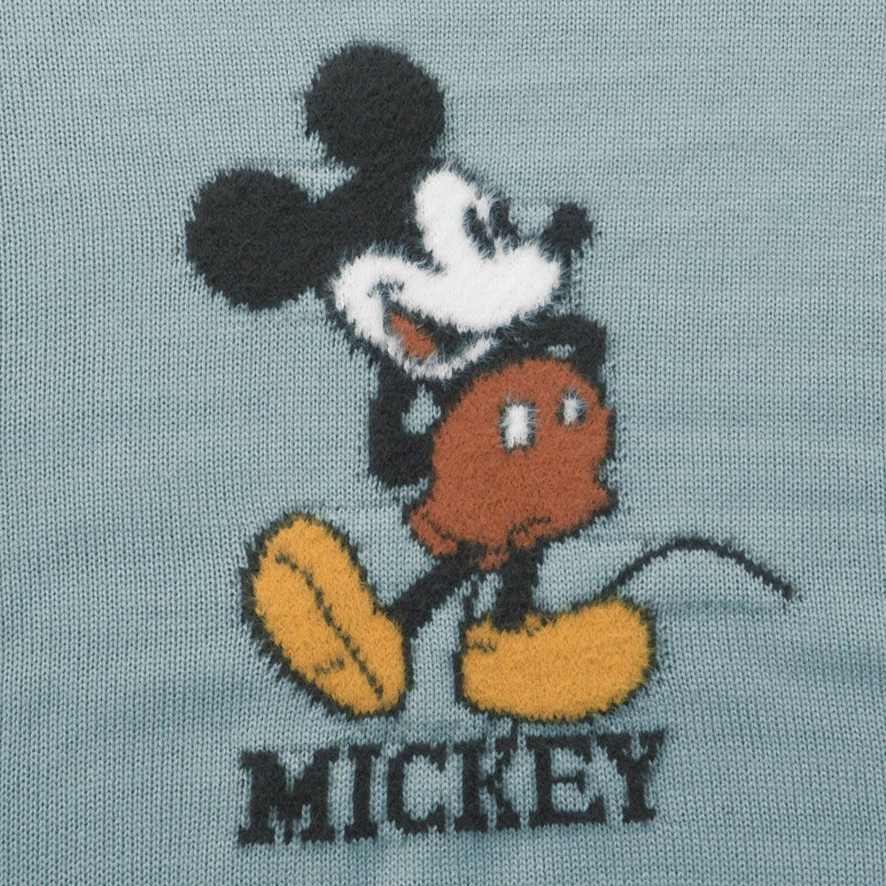 ニット メンズ DISNEY(ディズニー)MICKY ループ刺繍&シャギー