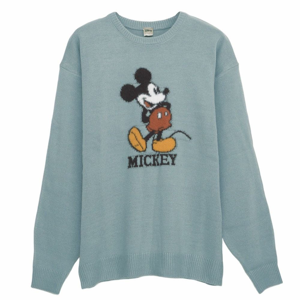 ニット メンズ DISNEY(ディズニー)MICKY ループ刺繍&シャギー