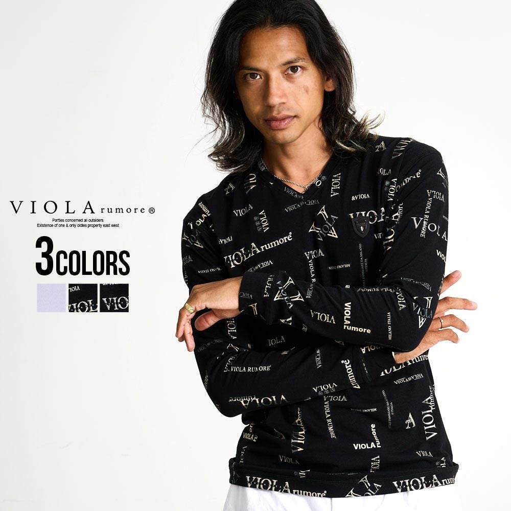 VIOLA(ヴィオラ)総柄Vネック長袖カットソー/全3色