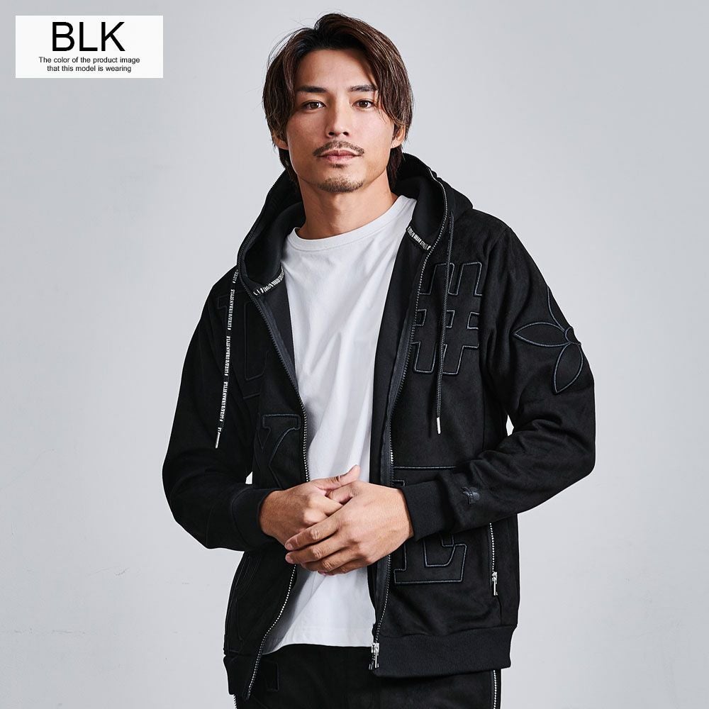 SHURE ブラック パーカー セット　サイズL LUXE／R(ラグジュ)フェイクスウェードジップパーカー/全3色