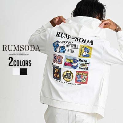 RUMSODA(ラムソーダ)ダブルフェイスツイルアップリケ刺繍ZIPパーカー/全2色