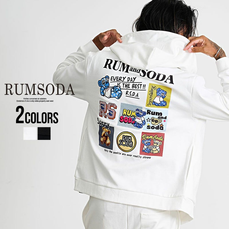 RUMSODA(ラムソーダ)ダブルフェイスツイルアップリケ刺繍ZIPパーカー/全2色