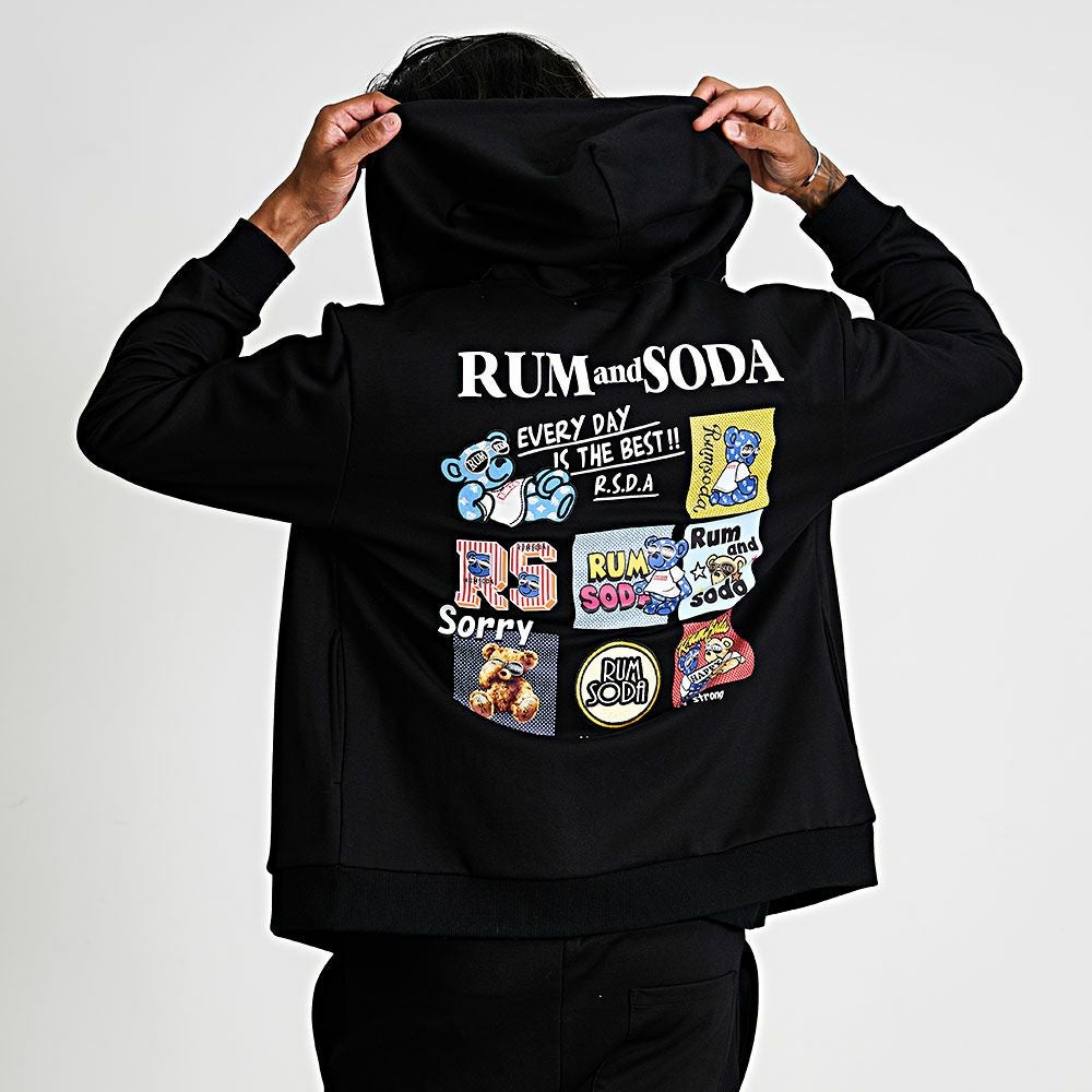 RUMSODA　ラムソーダ　ボア　フリース　パーカー　XL RUMSODA(ラムソーダ)ダブルフェイスツイルアップリケ刺繍ZIPパーカー/全2色