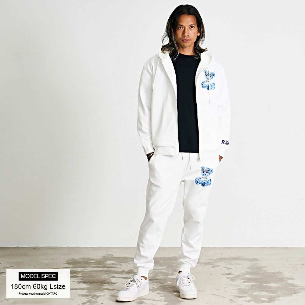 RUMSODA(ラムソーダ)ダブルフェイスベア刺繍ZIPパーカー/全3色