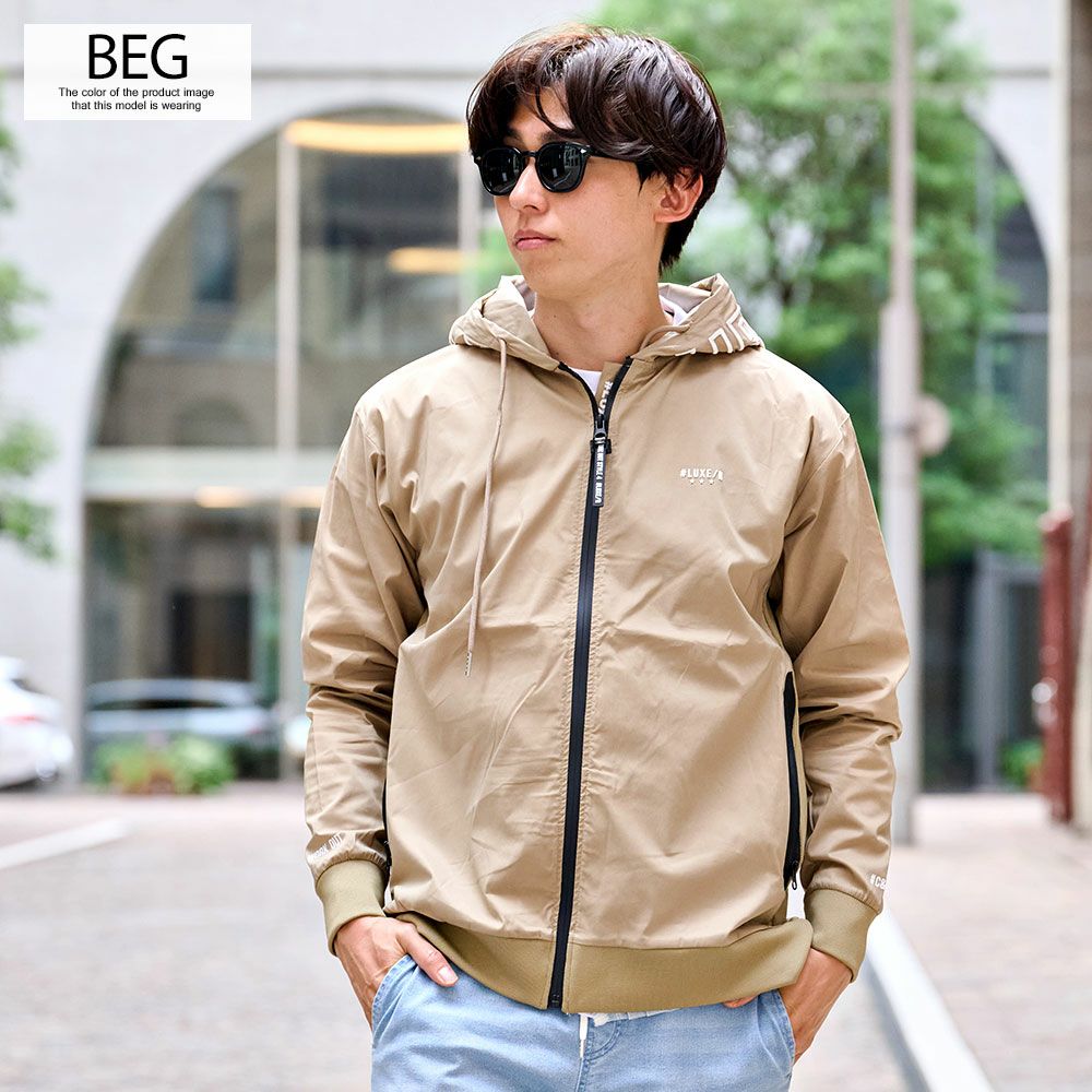 LUXE／R(ラグジュ)撥水加工ストレッチナイロン布帛ZIPパーカー/全4色