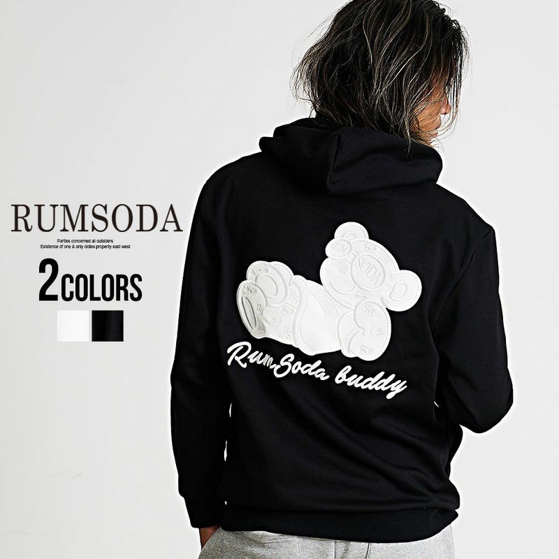 RUMSODA(ラムソーダ)ダブルフェイスPUアップリケ刺繍プルパーカー/全2色