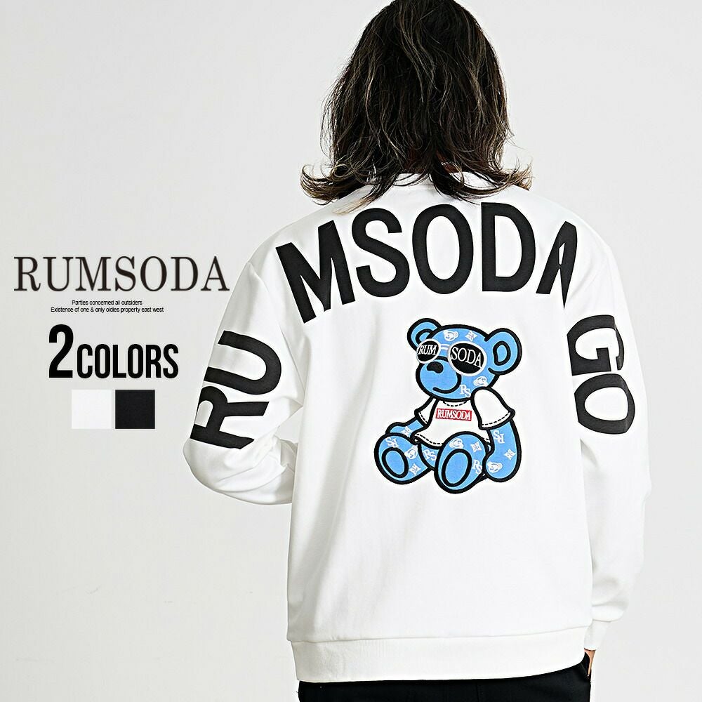 ホワイトバタフライ刺繍トレーナー RUMSODA(ラムソーダ)ダブルフェイス×ツイルアップリケ刺繍トレーナー/全2色