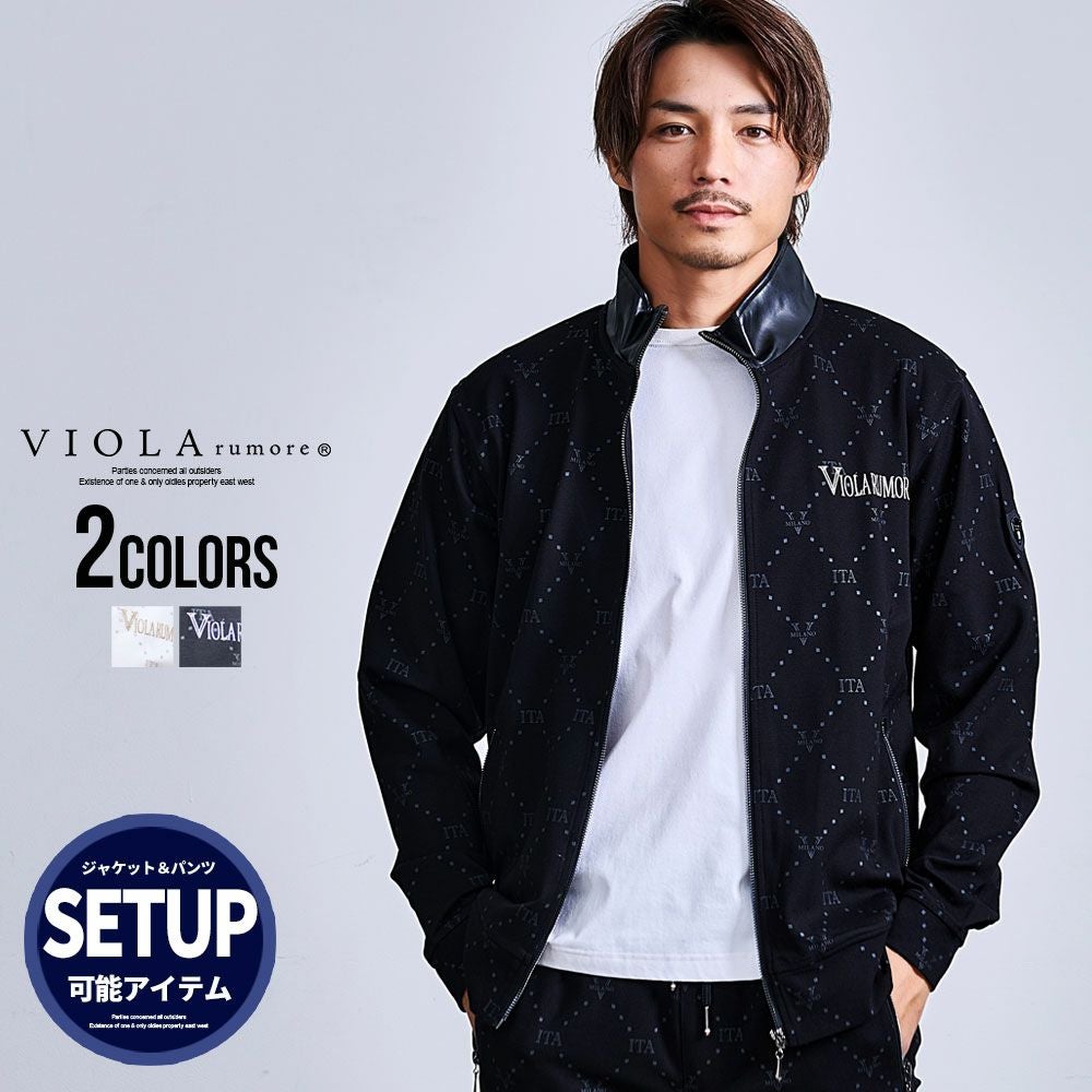 ら*汁様 極上個体!!ウィップコードジャケット 50s 超big size 送料無料】VIOLA(ヴィオラ)総柄フルジップジャケット/全2色