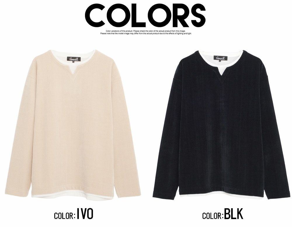 CavariA(キャバリア)モールJQキーネック長袖Tシャツ/全2色