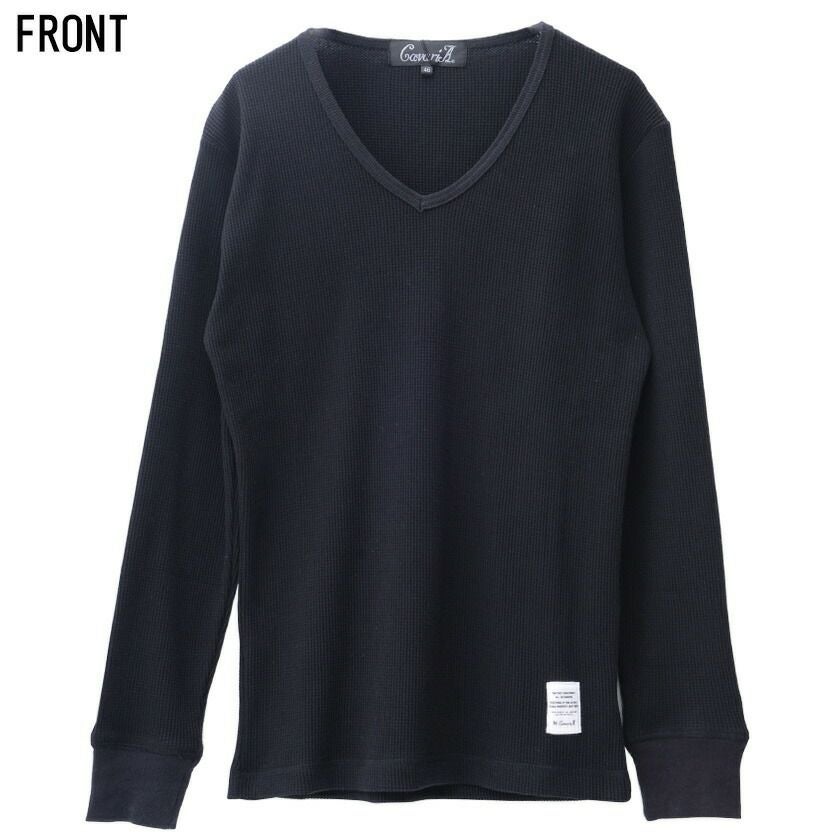 mamu サーマルVネックトップス 送料無料】CavariA(キャバリア)3Pパック サーマルVネック長袖Tシャツ/3