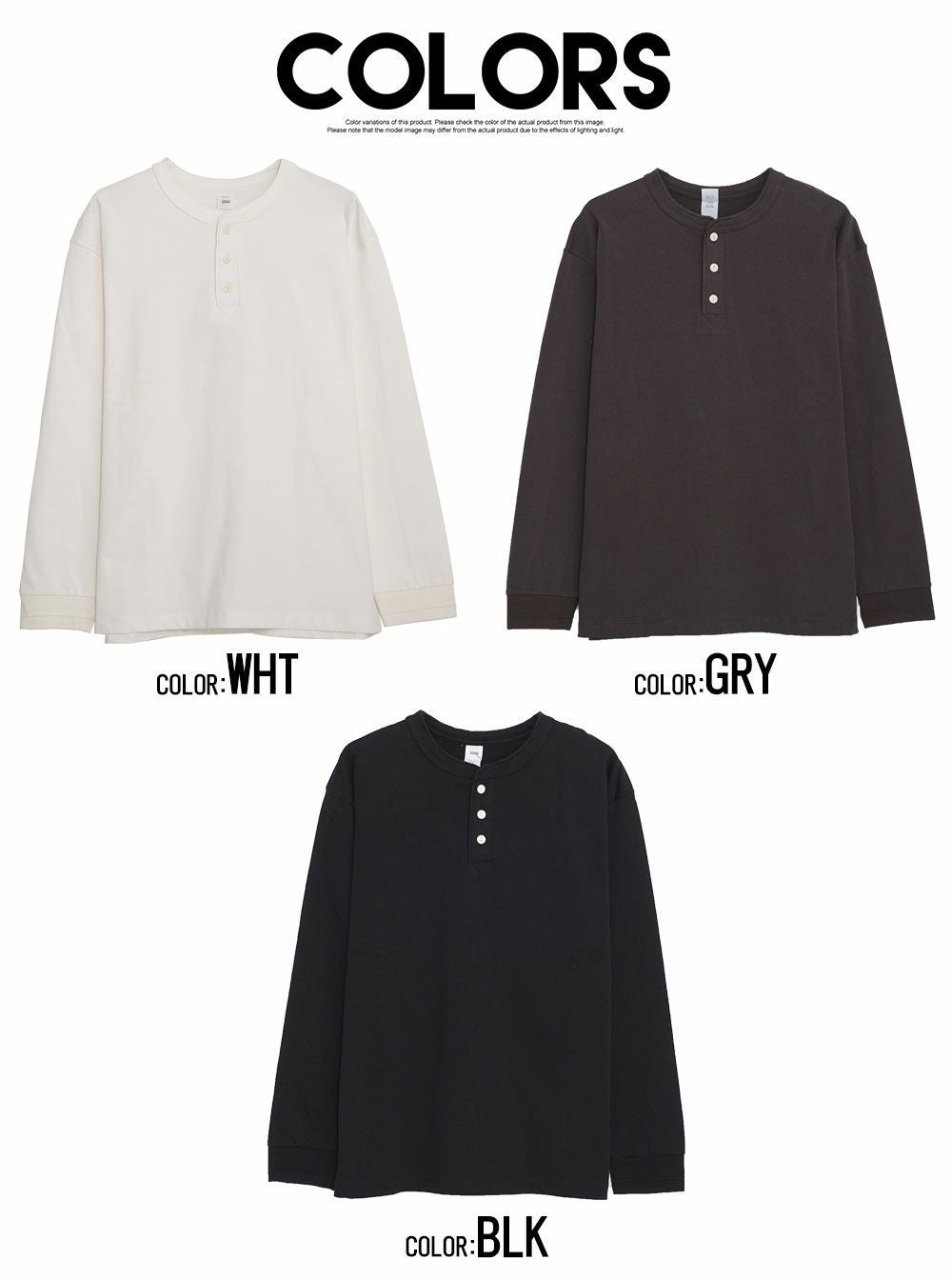 Bitter select(ビターセレクト)ヘンリーネック長袖Tシャツ/全5色