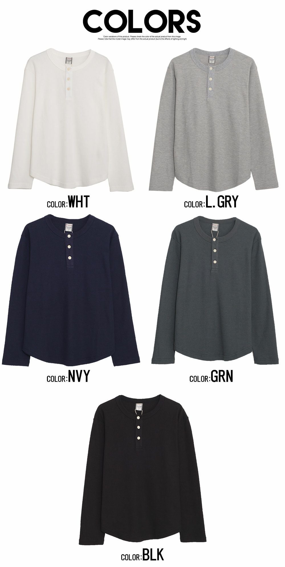 Bitter select(ビターセレクト)サーマルヘンリーネック長袖Tシャツ/全5色