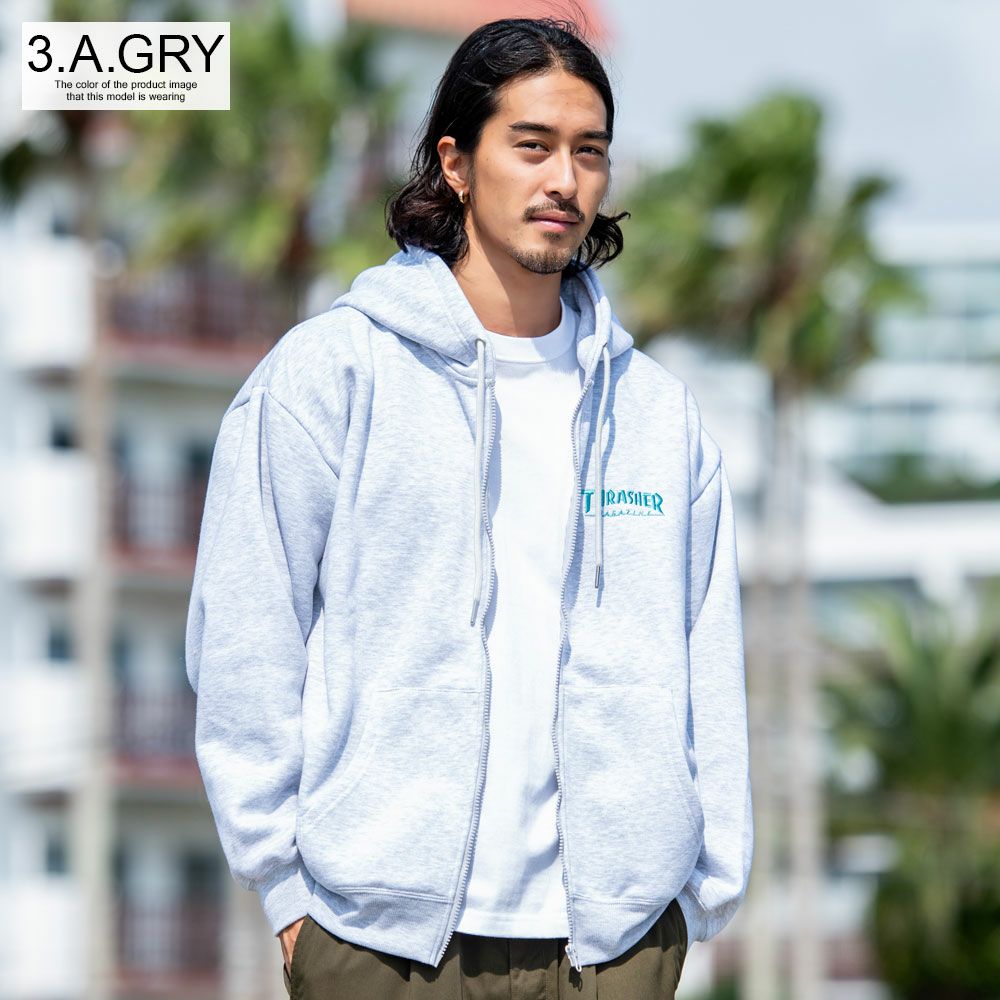THRASHER(スラッシャー)裏起毛/FULL ZIP HOODIE長袖/全2色