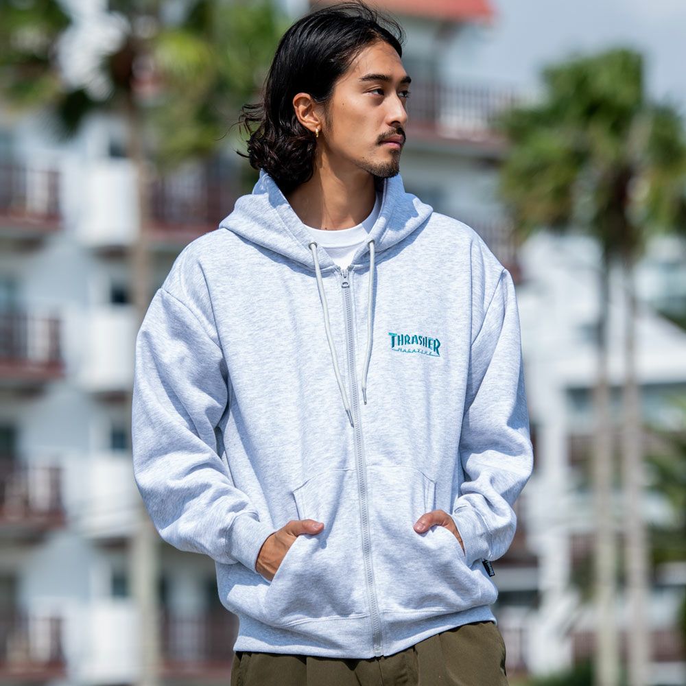 THRASHER(スラッシャー)裏起毛/FULL ZIP HOODIE長袖/全2色