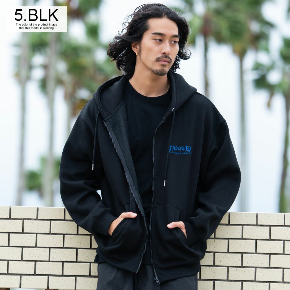 THRASHER(スラッシャー)裏起毛/FULL ZIP HOODIE長袖/全2色