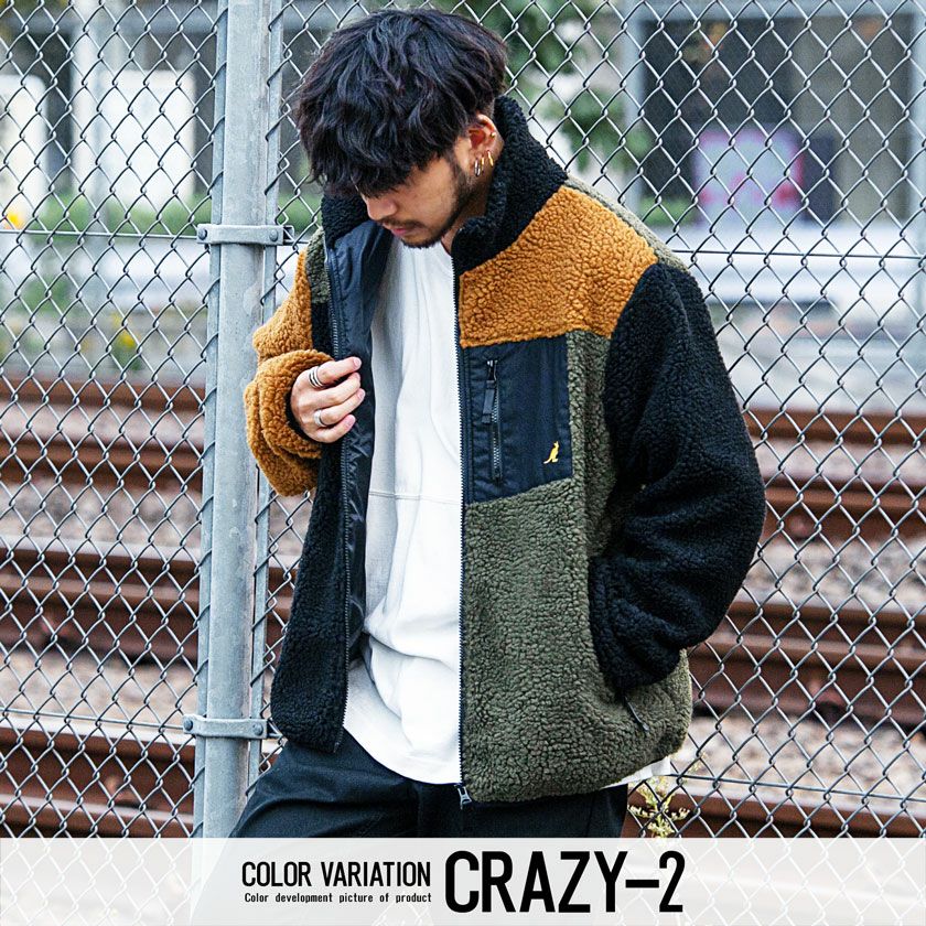 KANGOL(カンゴール)ロゴ刺繍入りハイネックジップアップ長袖ボア