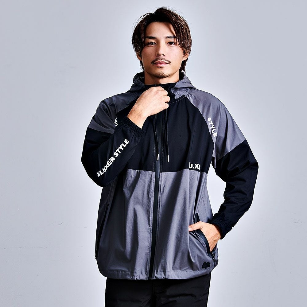 LUXE／R(ラグジュ)撥水加工ストレッチナイロン布帛切替止水ジップ