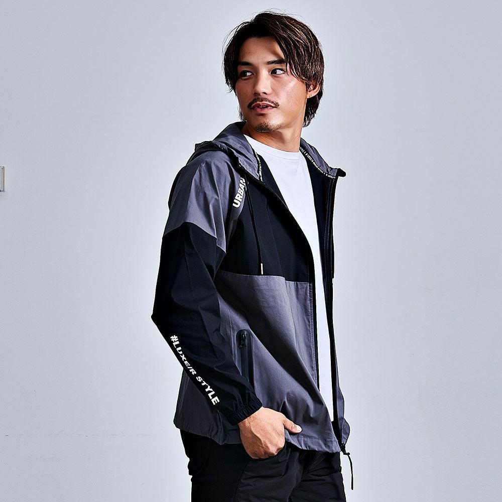 LUXE／R(ラグジュ)撥水加工ストレッチナイロン布帛切替止水ジップ
