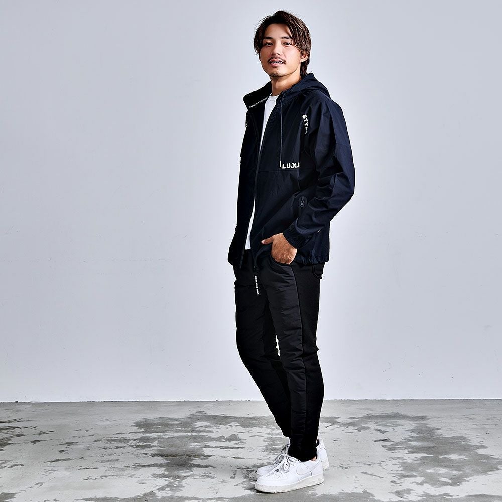 LUXE／R(ラグジュ)撥水加工ストレッチナイロン布帛切替止水ジップ