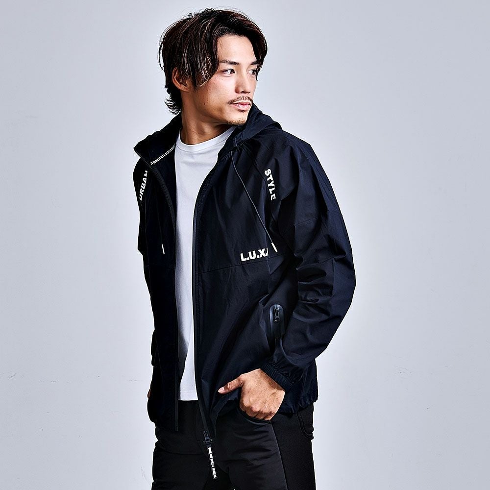 LUXE／R(ラグジュ)撥水加工ストレッチナイロン布帛切替止水ジップ