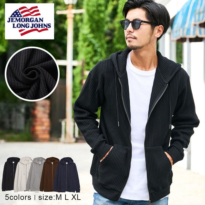 JEMORGAN LONG JOHNS(ジェーイーモーガンロングジョーンズ)ビッグワッフルフルジップパーカ/全5色