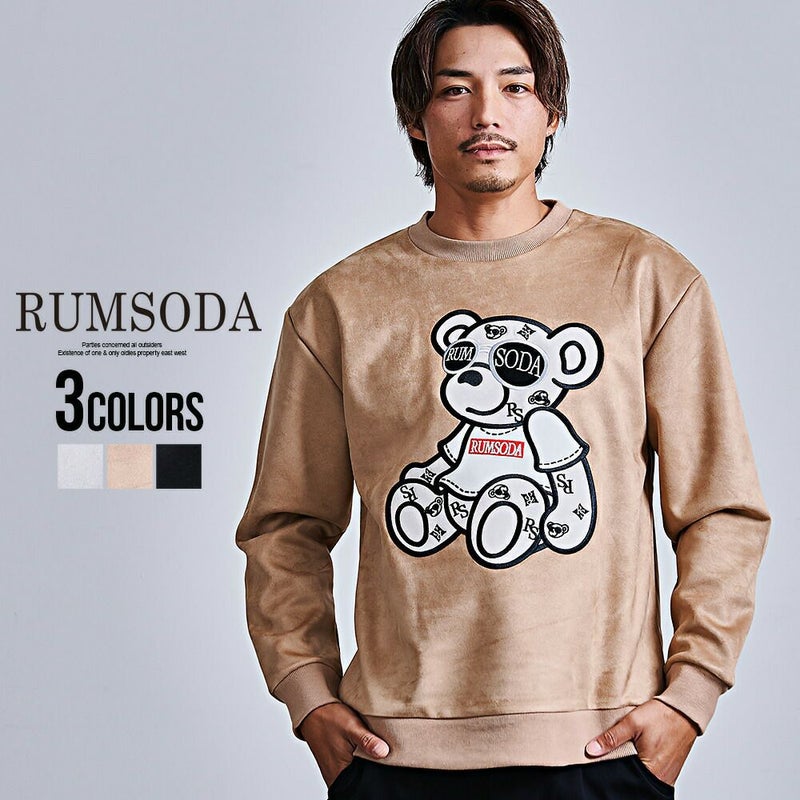 RUMSODA(ラムソーダ)フェイクスウェードアップリケ刺繍トレーナー/全3色