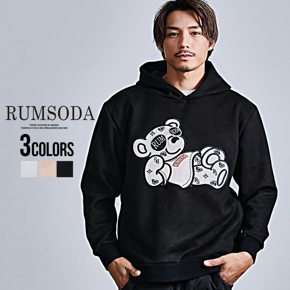 RUMSODA(ラムソーダ)フェイクスウェードアップリケ刺繍プルパーカー/全3色