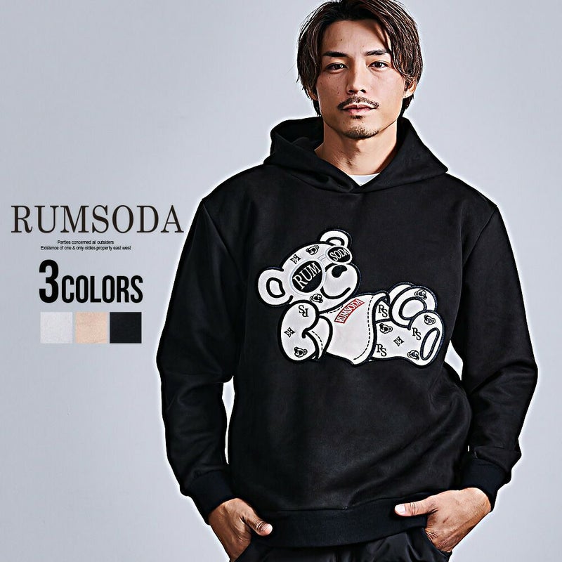 RUMSODA(ラムソーダ)フェイクスウェードアップリケ刺繍プルパーカー/全3色