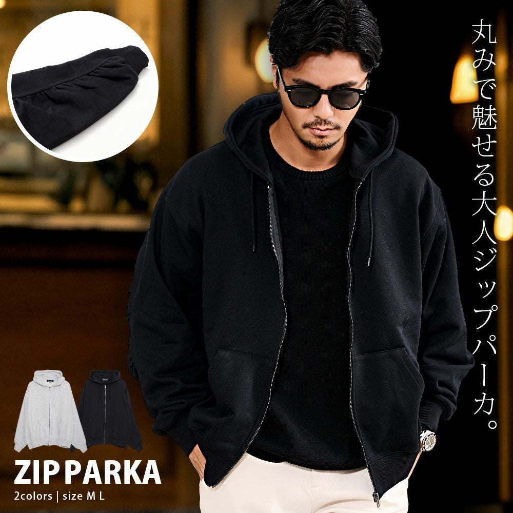 CavariA(キャバリア)ラウンドスリーブZIPパーカー/全2色