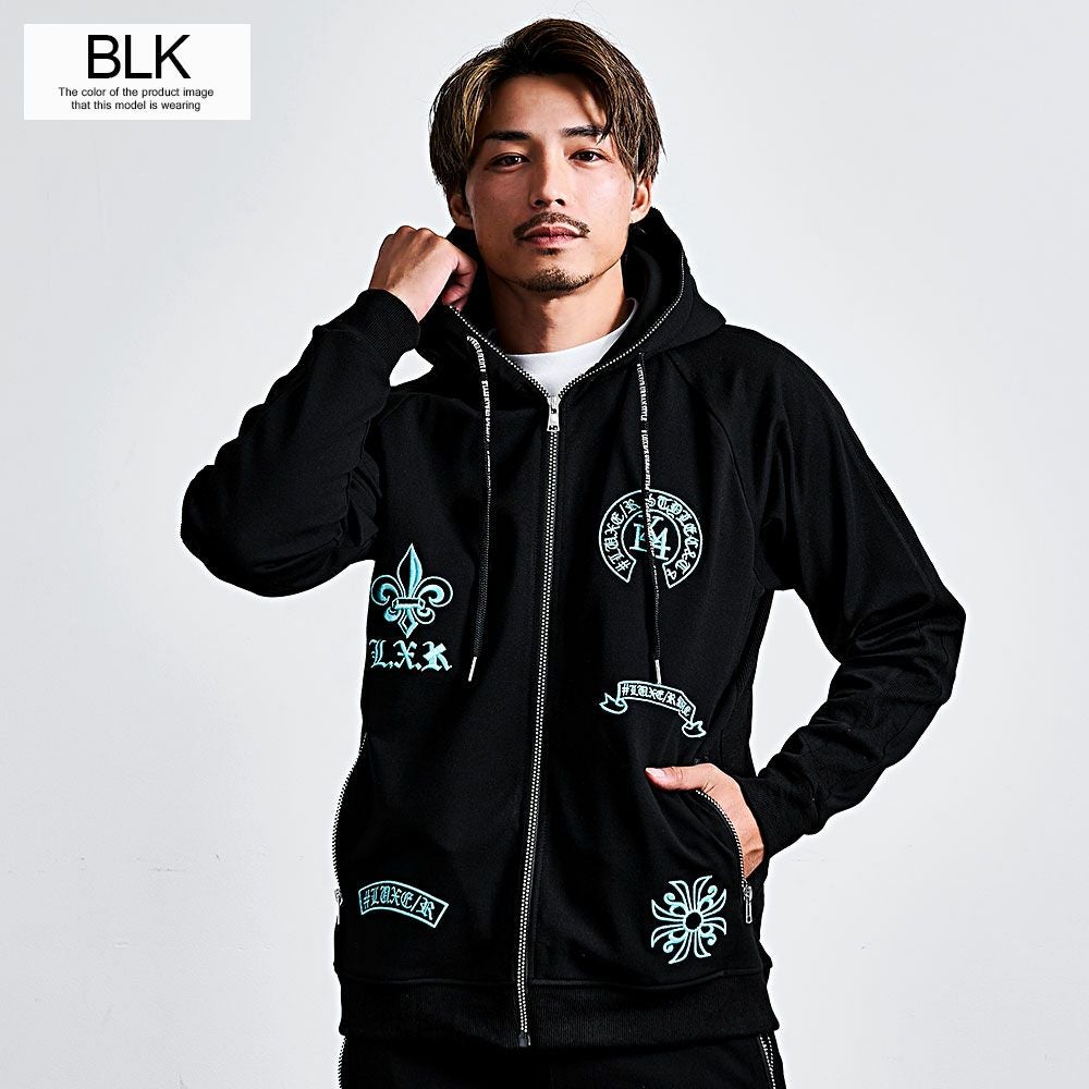 LUXE/R フォースシューラインストーンZIPパーカー LUXE/R（ラグジュ） 【セットアップ対応】 ゴルフウェア メンズ