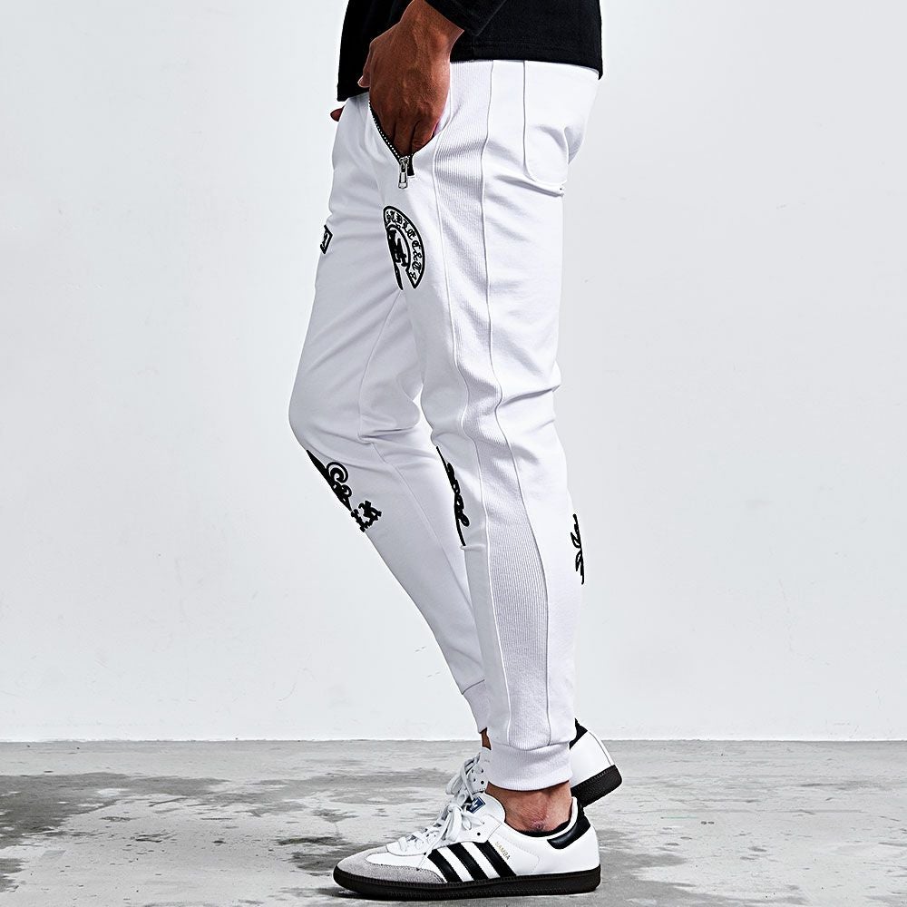 LUXE／R(ラグジュ)ラインストーンジップ刺繍パンツ/全3色