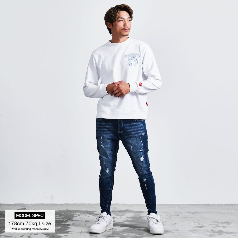 LUXE／R(ラグジュ)デニムワッペントレーナー/全3色