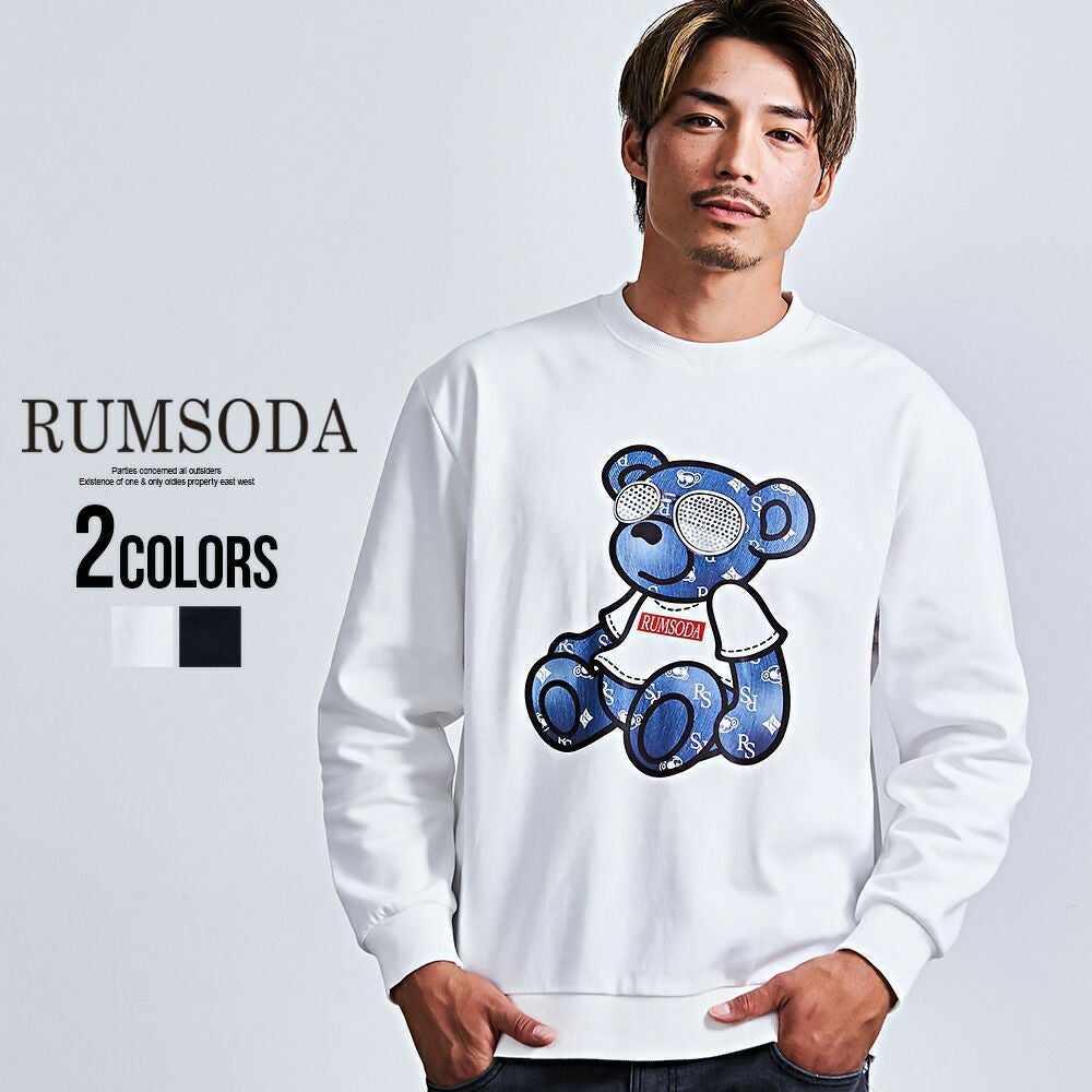 RUMSODA(ラムソーダ)ダブルフェイスPUアップリケ刺繍トレーナー/全2色