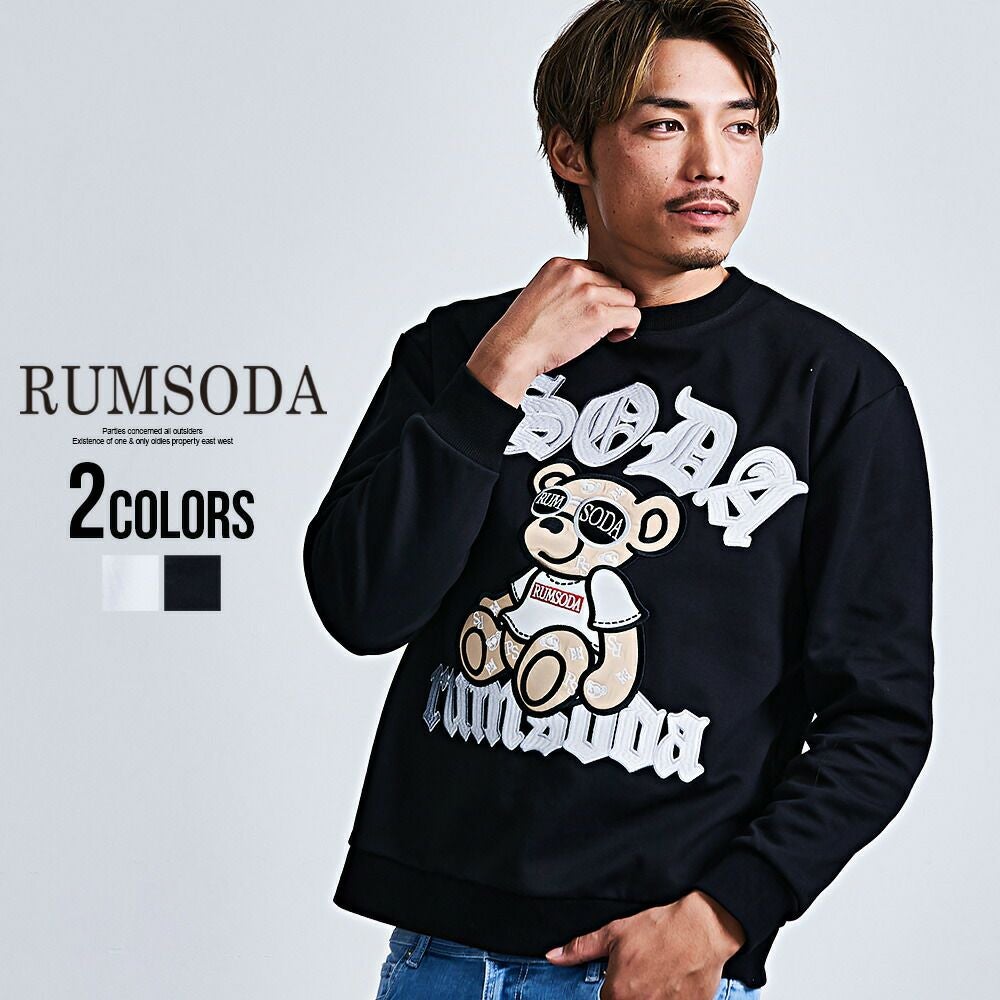 RUMSODA(ラムソーダ)ダブルフェイスツイルアップリケ刺繍トレーナー/全2色