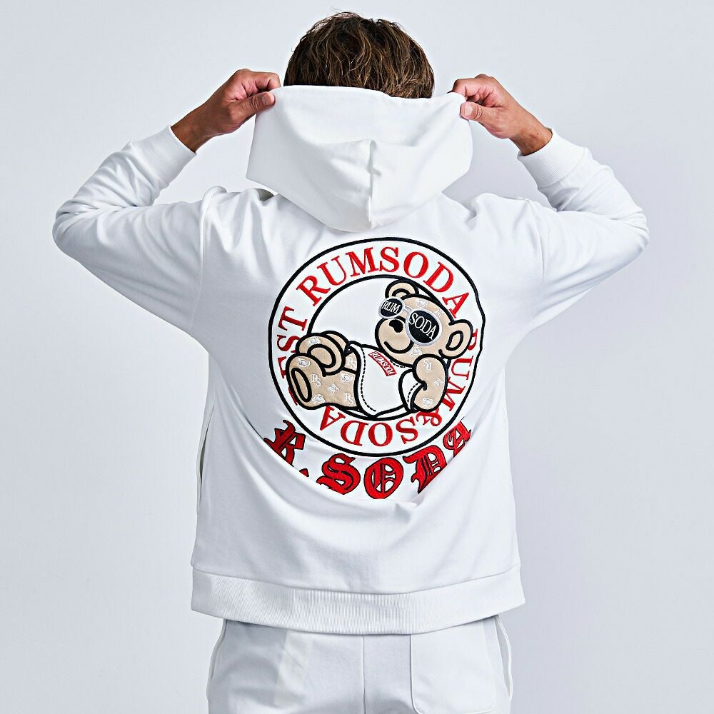 RUMSODA　ラムソーダ　ボア　フリース　パーカー　XL RUMSODA(ラムソーダ)ダブルフェイスツイルアップリケ刺繍ZIPパーカー/全2色