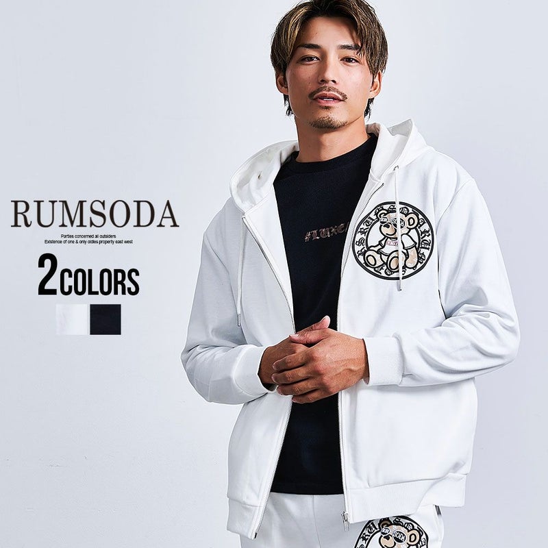 RUMSODA(ラムソーダ)ダブルフェイスPt×ツイルアップリケ刺繍ZIPパーカー/全2色