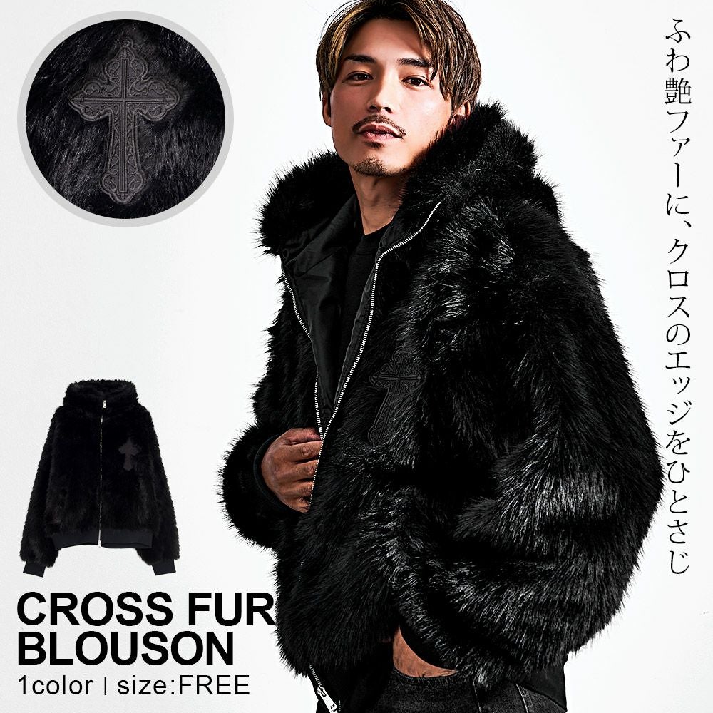 CavariA(キャバリア)ストレートファークロスモチーフブルゾン/全1色