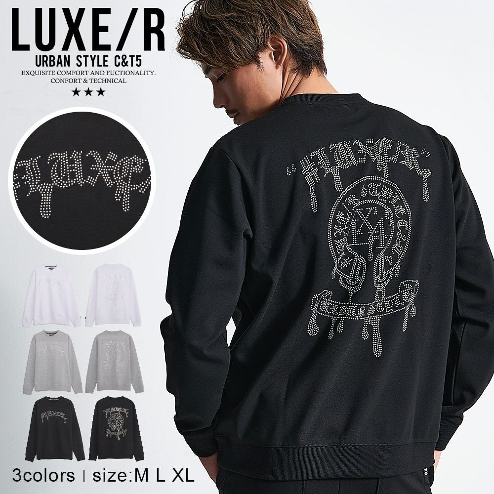 LUXE／R(ラグジュ)ポンチラインストーントレーナー/全3色