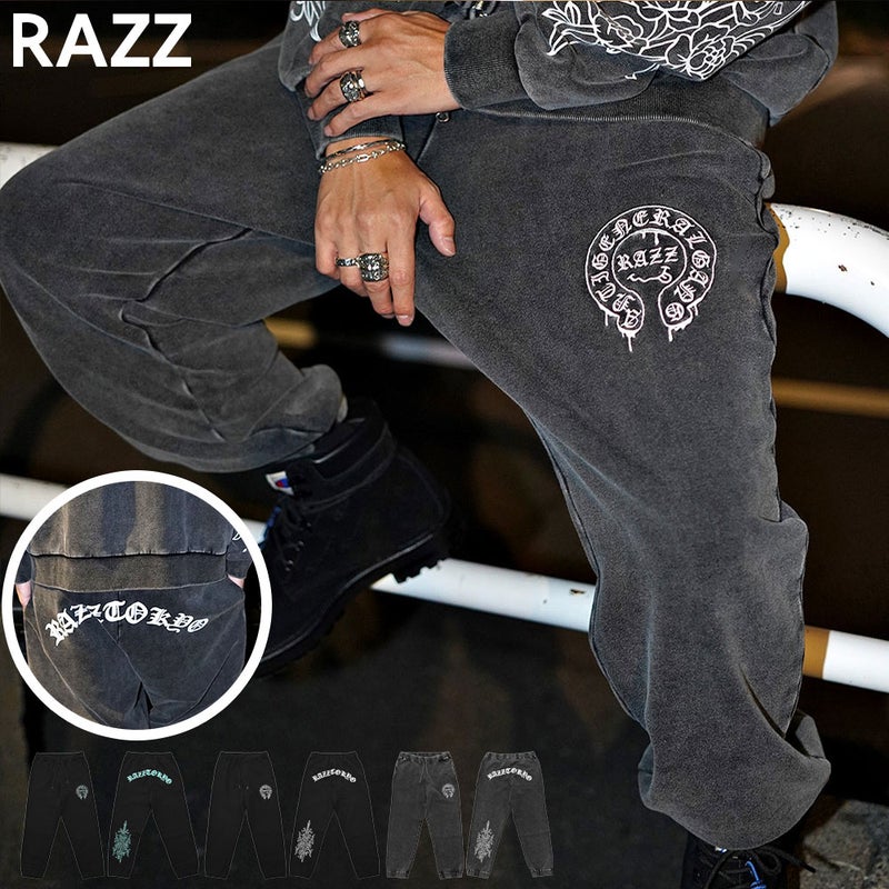  【送料無料】RAZZIS(ラズ)ドロッピングサークルロゴ刺繍スウェットパンツ/全3色