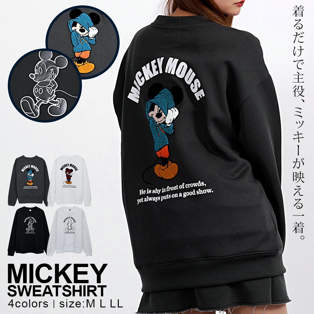  DISNEY(ディズニー)クルーネック MICKEY 長袖SWTシャツ/全4色
