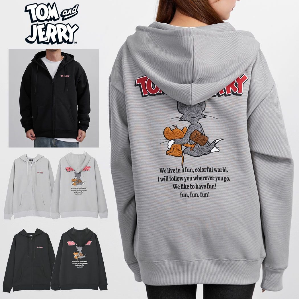 TOM&JERRY(トム&ジェリー)TJ長袖ジップパーカー/全2色