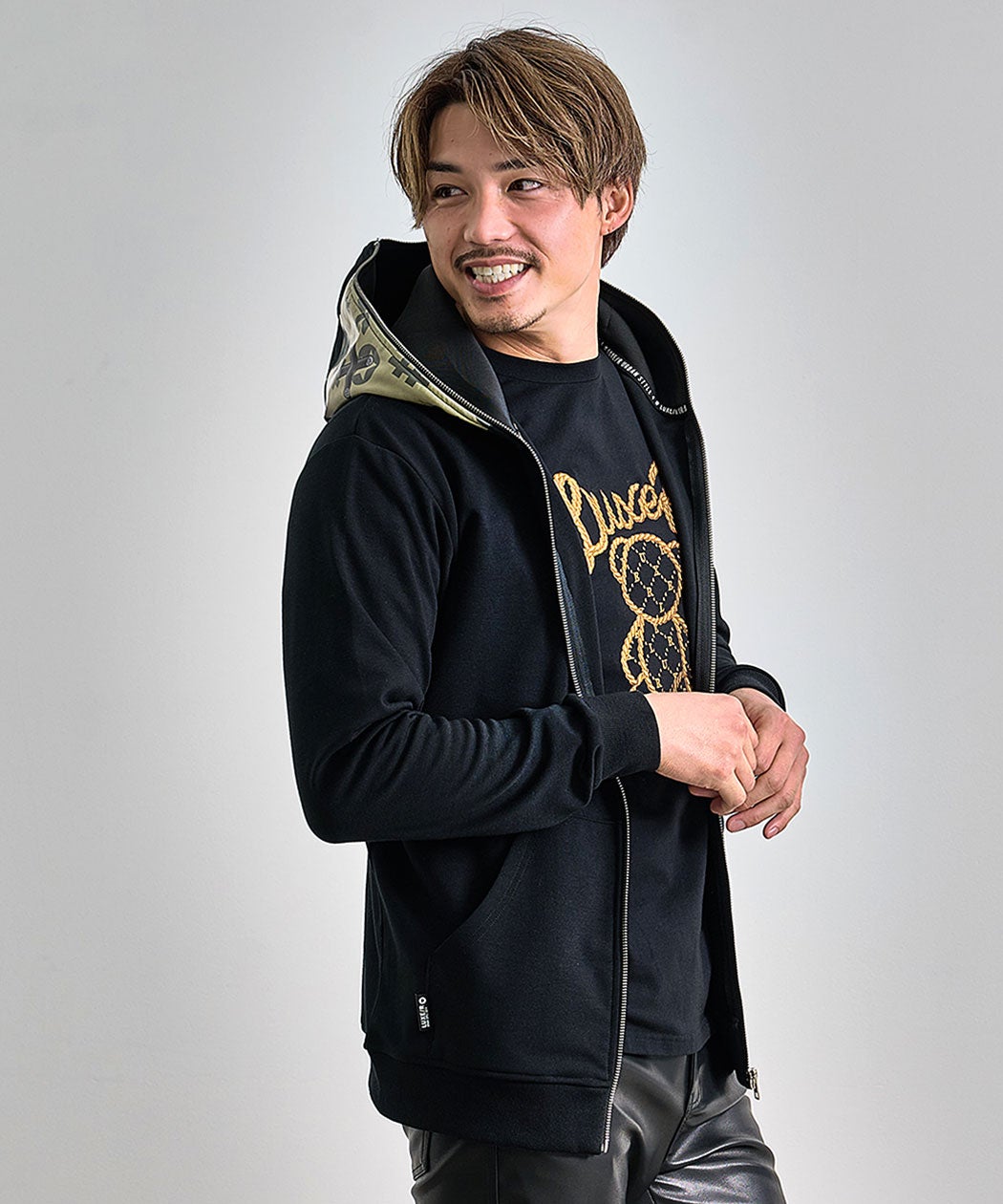 LUXE／R(ラグジュ)TRPUポンチ転写プリントジップパーカー/全2色