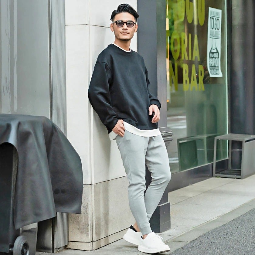 VICCI(ビッチ)裏毛フェイクレイヤードクルーネック長袖ビッグ