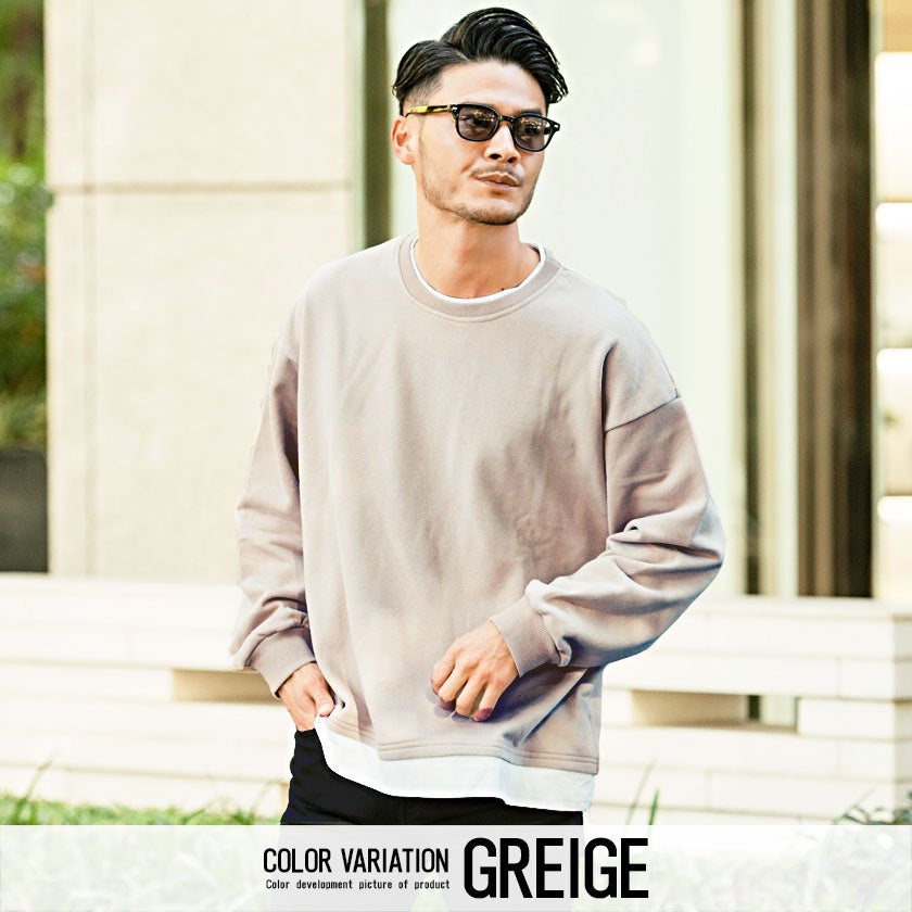 VICCI(ビッチ)裏毛フェイクレイヤードクルーネック長袖ビッグ