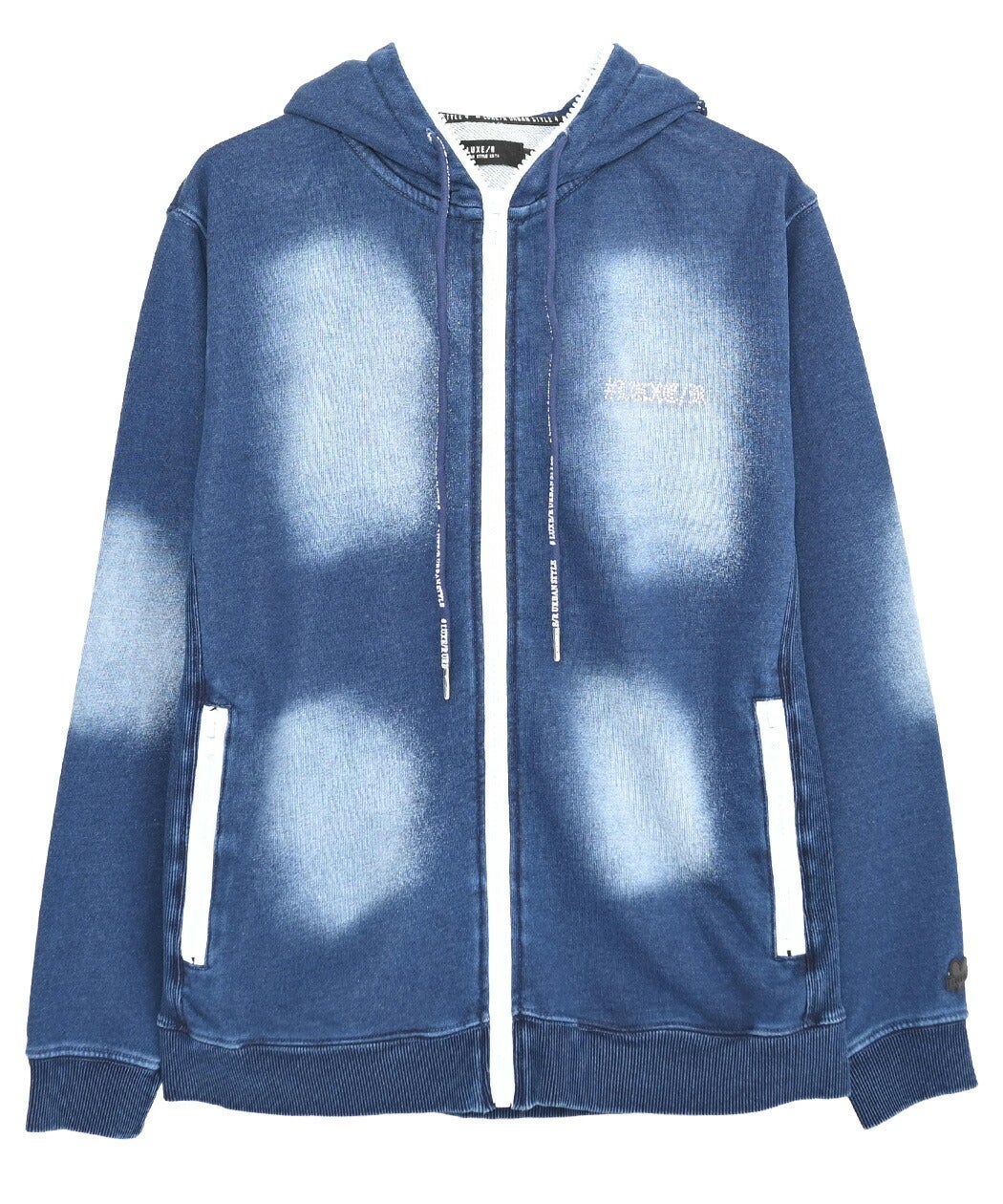 LUXE／R(ラグジュ)ラインストーンロゴカットデニムジップパーカー/全2色