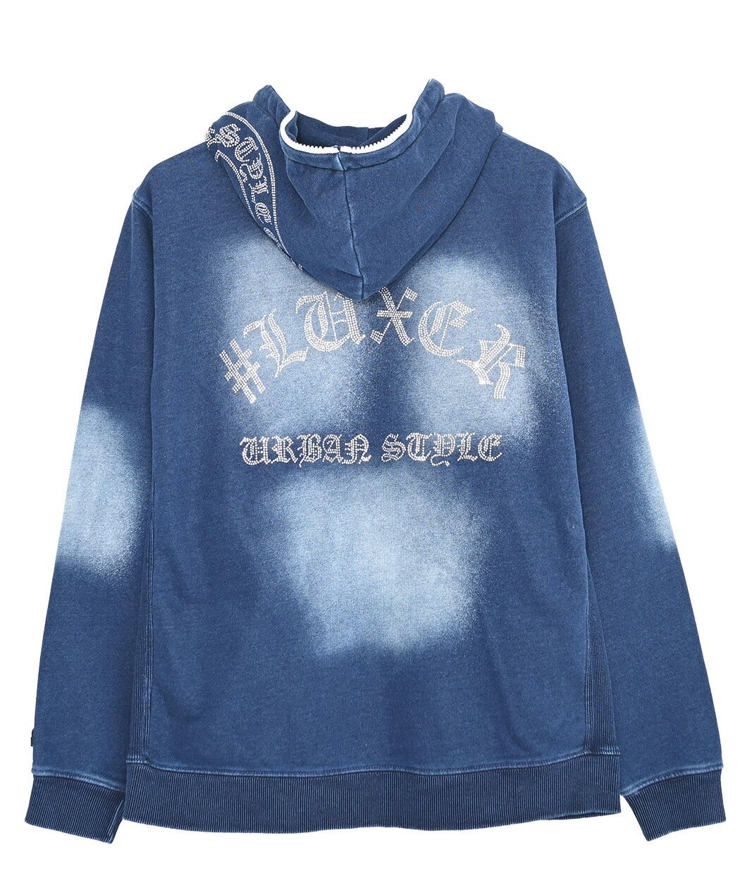 LUXE／R(ラグジュ)ラインストーンロゴカットデニムジップパーカー/全2色