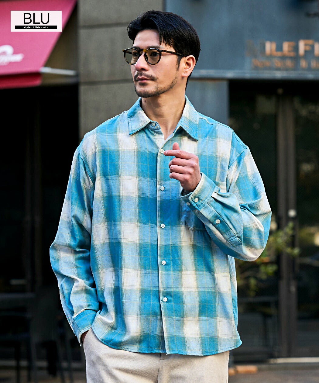 CavariA【キャバリア】先染め長袖チェック柄シャツ/全3色