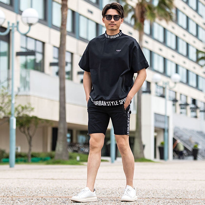 LUXE／R(ラグジュ)ストレッチナイロンモックネック半袖Tシャツ/全4色