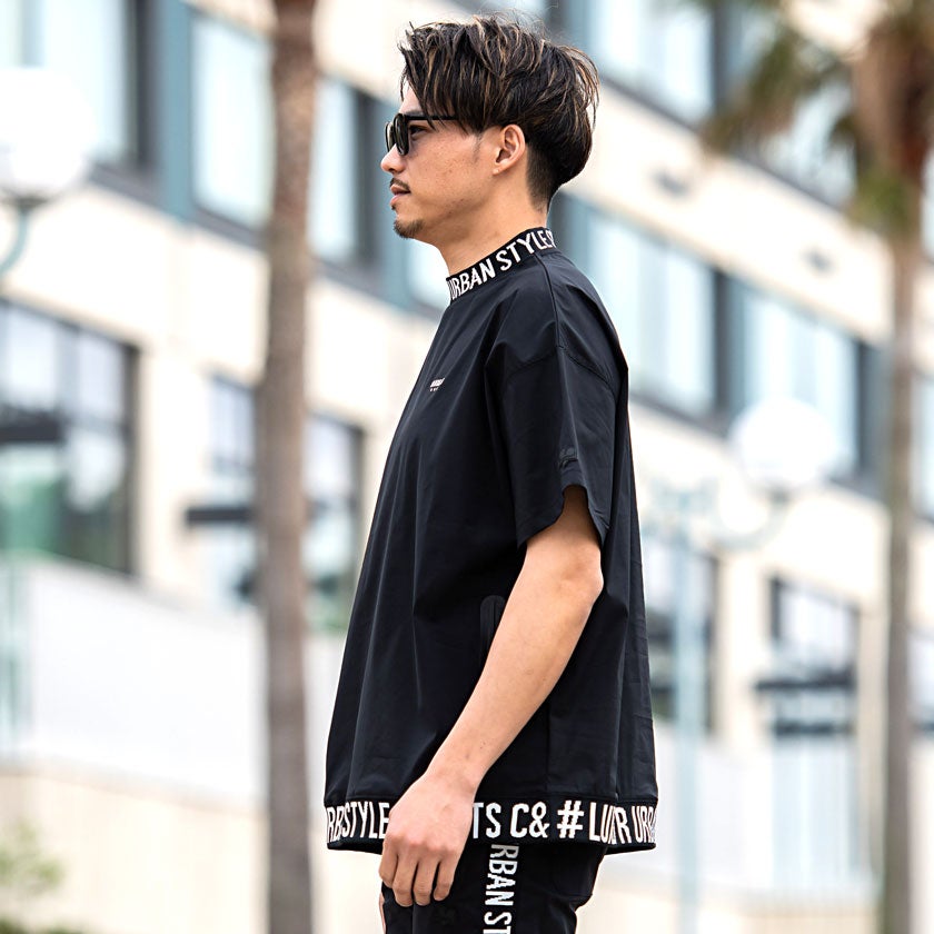 LUXE／R(ラグジュ)ストレッチナイロンモックネック半袖Tシャツ/全4色