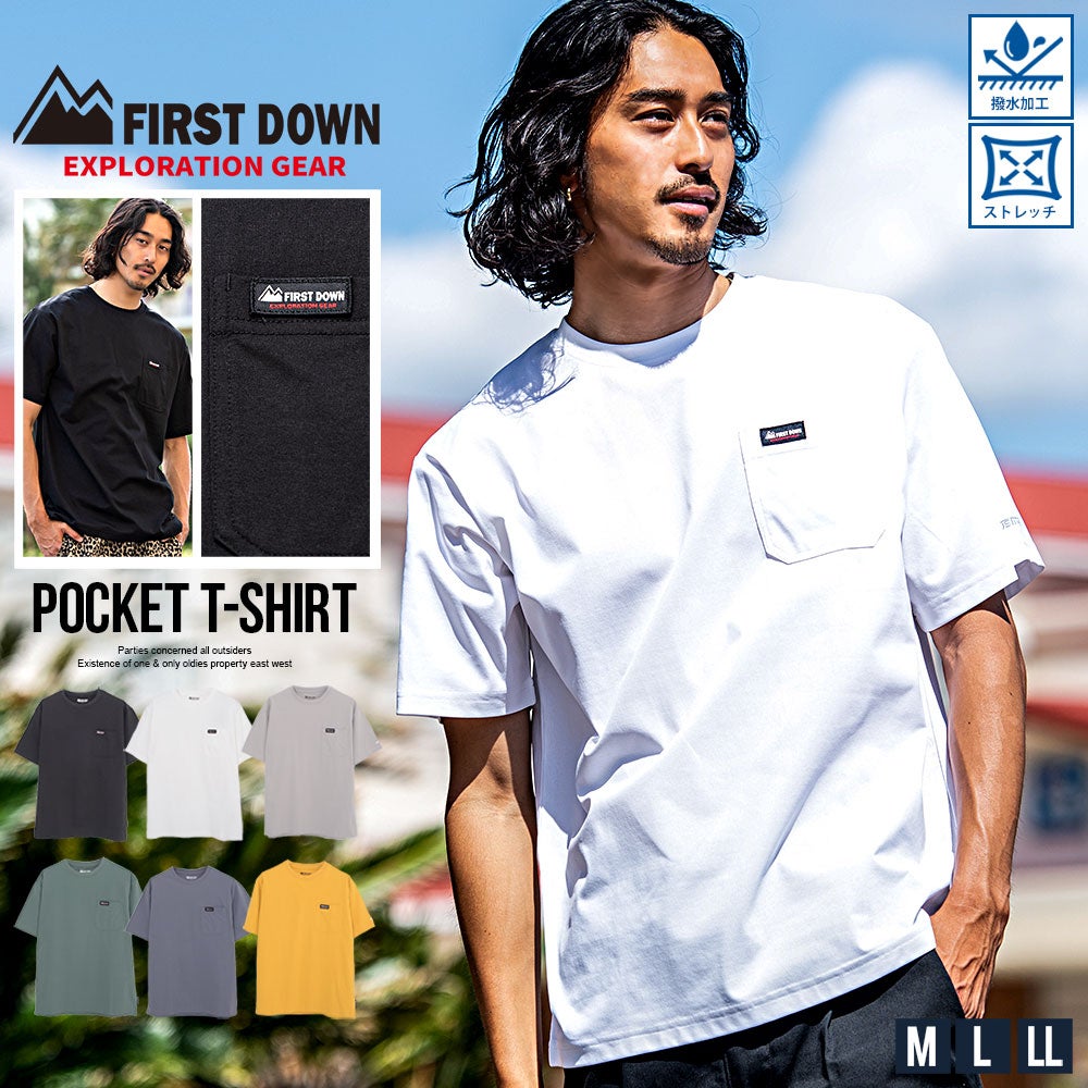 FIRST DOWN(ファーストダウン)ポケット付きクルーネックTEE 半袖/全6色